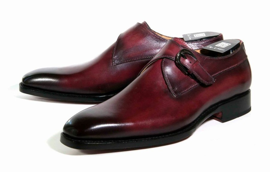 Ugo Vasare Burnished Calfskin Monkstrap Burgundy | Monkstraps