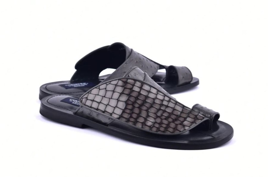 Corrente Corrente Exotic Printed Calfskin Sandal Grey | Sandals