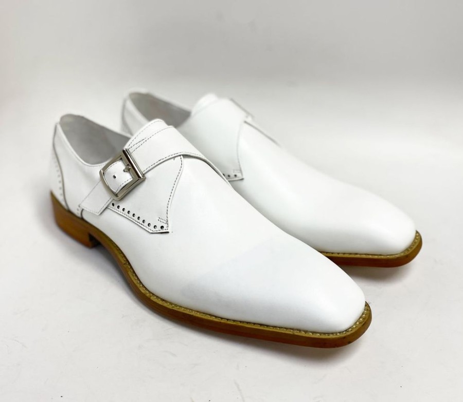 Maurice Burnished Leather Monkstrap White | Monkstraps