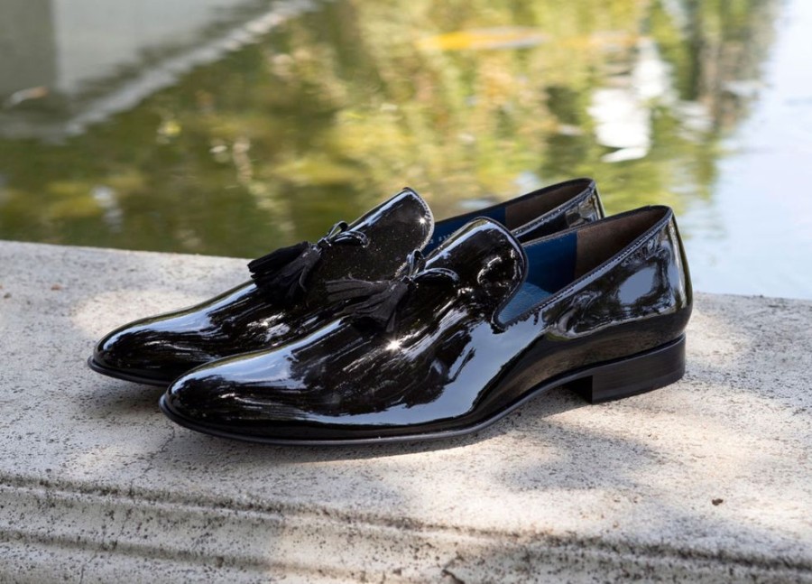 Jean Pierre Jean Pierre Shiny Calfskin Tasseled Loafer Black | Loafers