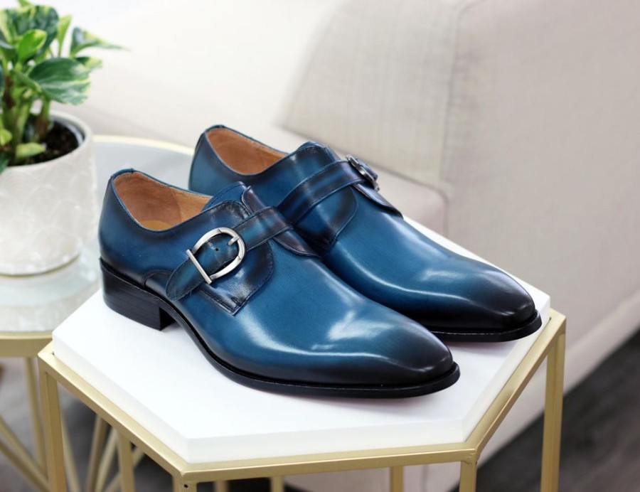 CARRUCCI Calfskin Monkstrap Blue | Monkstraps