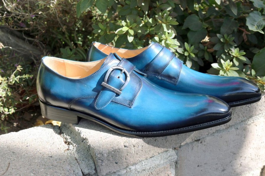 CARRUCCI Calfskin Monkstrap Blue | Monkstraps