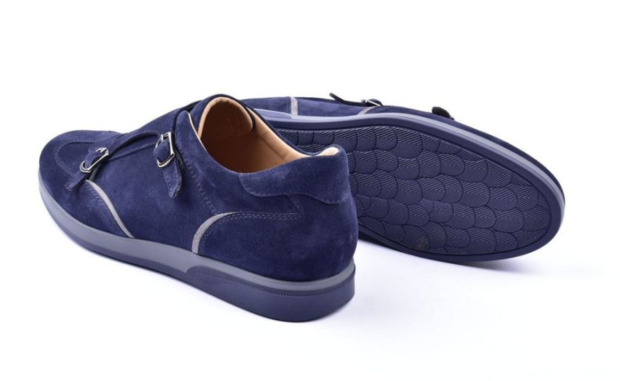 Corrente Corrente Suede Double Monkstrap Sneaker Navy | Sneakers