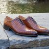 Carrucci by Maurice Crocodile Embossed Calfskin Lace-Up Oxford Cognac | Lace-Ups