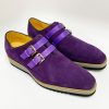 Carrucci by Maurice Suede Slip-On Double Buckle Shoe Purple | Suede