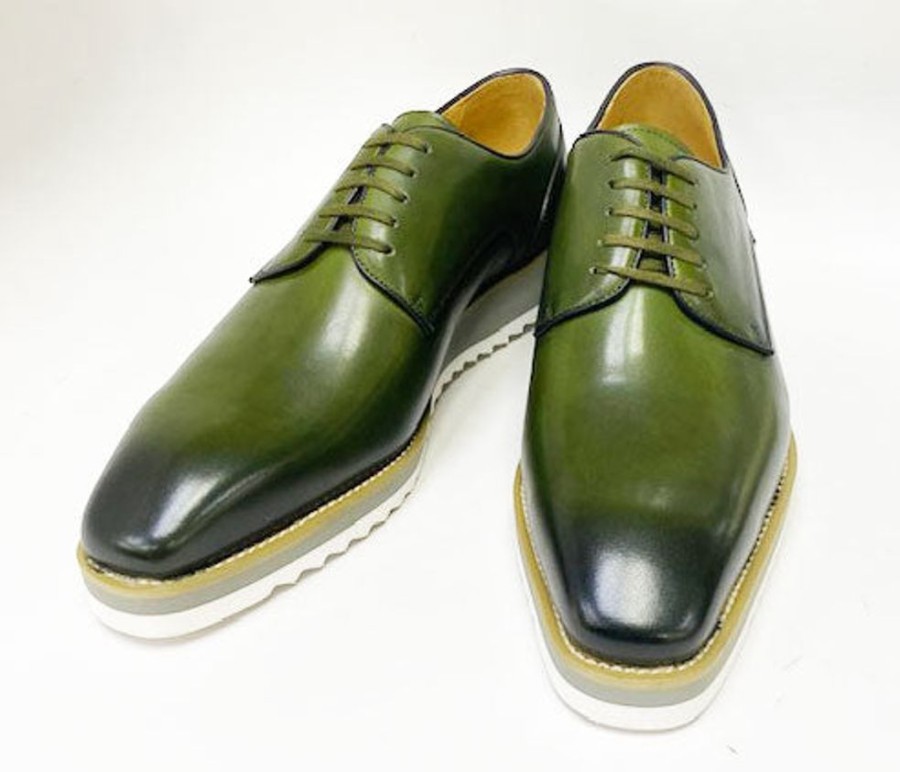 CARRUCCI Burnished Calfskin Lace-Up Shoe Green | Lace-Ups