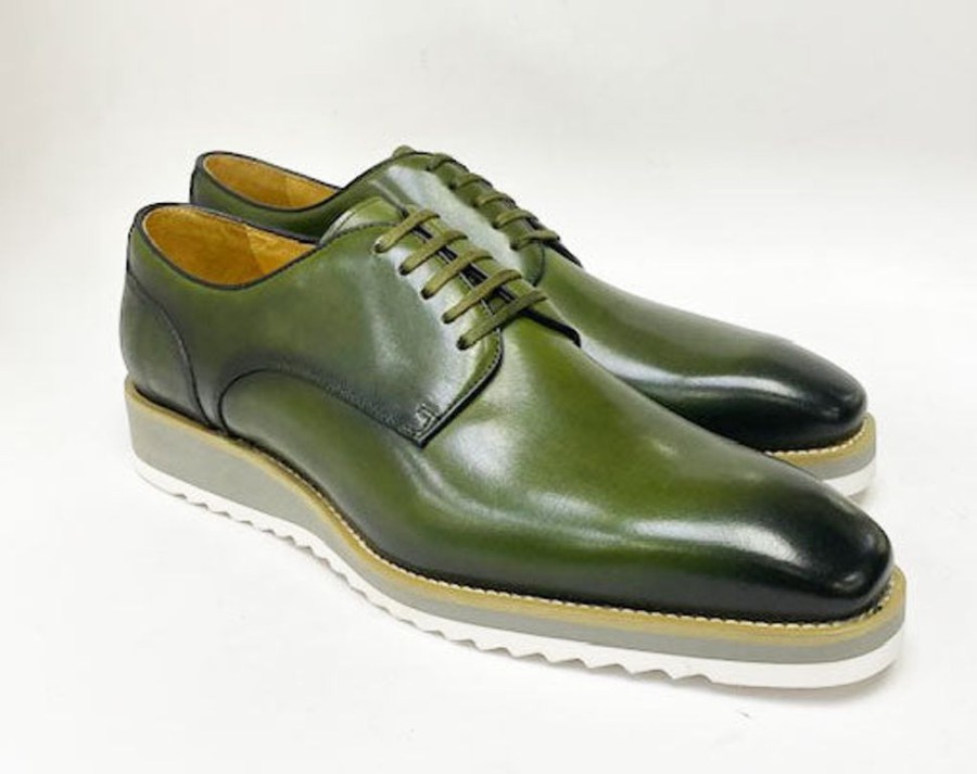 CARRUCCI Burnished Calfskin Lace-Up Shoe Green | Lace-Ups