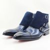 CARRUCCI Burnished Calfskin & Suede Slip-On Chukka Boot Navy | Suede