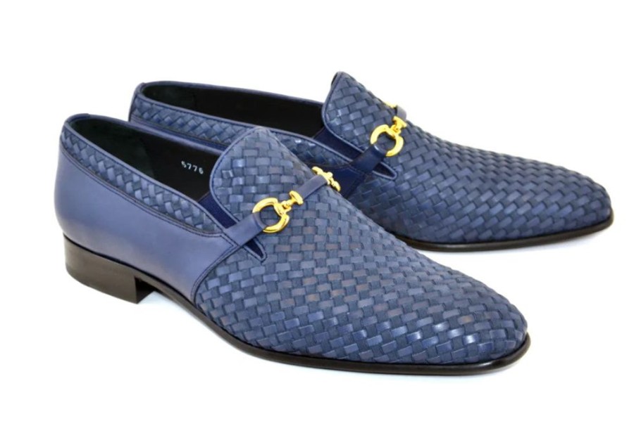 Corrente Corrente Woven Calfskin & Suede Slip-On Shoe Blue | Suede