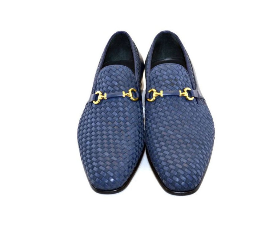 Corrente Corrente Woven Calfskin & Suede Slip-On Shoe Blue | Suede