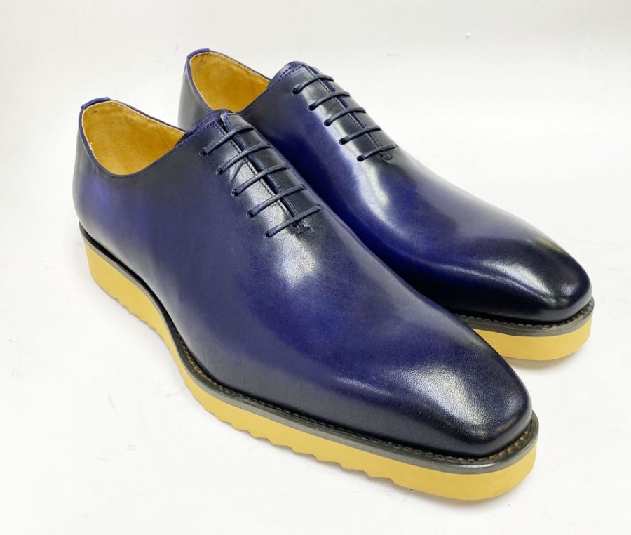 Carrucci by Maurice Burnished Calfskin Lace-Up Shoe Blue | Lace-Ups