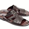 Corrente Corrente Crocodile Printed Calfskin Sandal Burgundy | Sandals