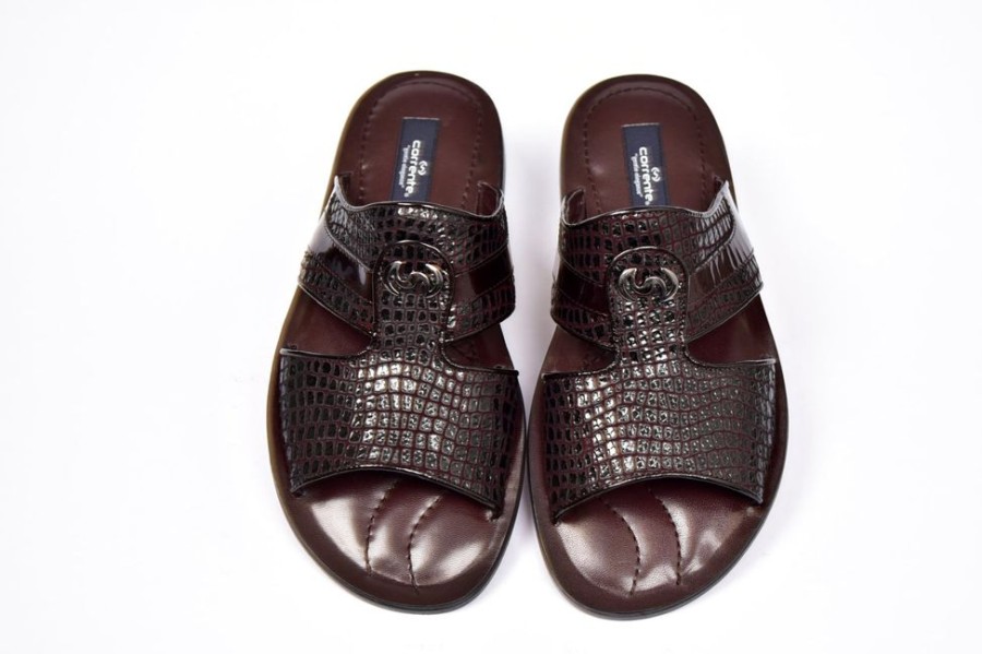 Corrente Corrente Crocodile Printed Calfskin Sandal Burgundy | Sandals