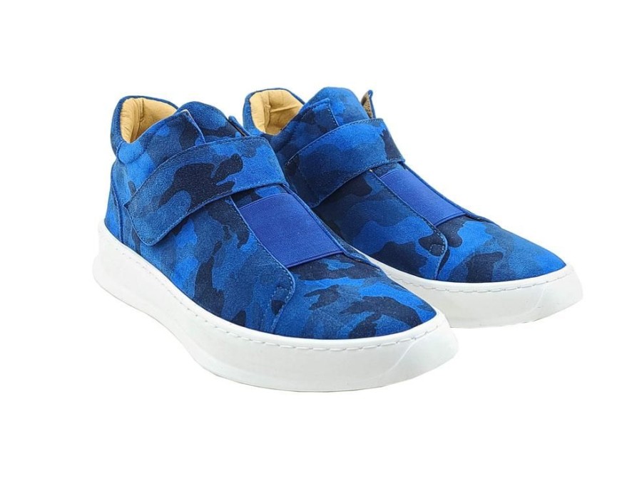 CARRUCCI Camoflage Printed Suede High Top Sneaker Blue | Sneakers