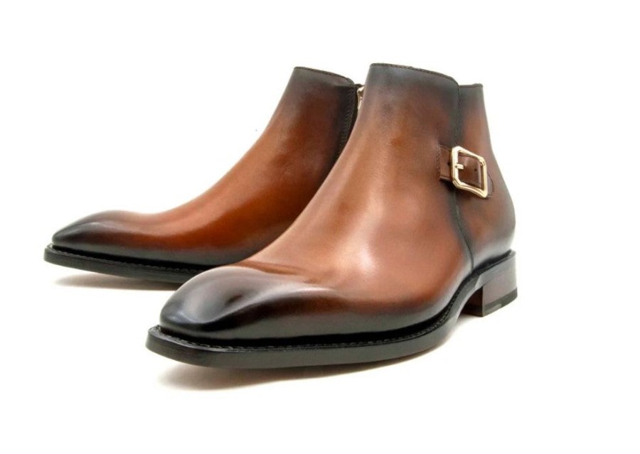 Ugo Vasare Americano Burnished Calfskin Slip-On Boot Caramel | Boots