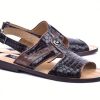 Corrente Corrente Crocodile Printed Calfskin Sandal Brown | Sandals