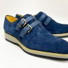 Carrucci by Maurice Suede Slip-On Double Buckle Shoe Navy | Suede