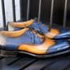 Ugo Vasare Stephen Two-Tone Burnished Calfskin Lace-Up Spectator Oxford Caramel/Navy | Lace-Ups