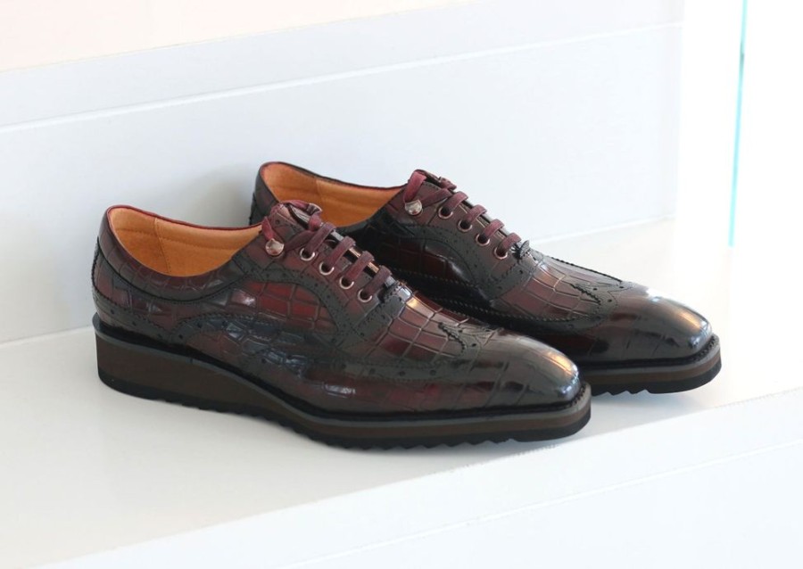 CARRUCCI Calfskin Lace-Up Oxford Burgundy | Lace-Ups