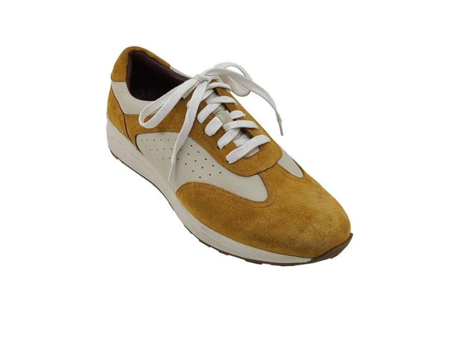 CARRUCCI Calfskin & Suede Lace-Up Sneaker Gold/Bone | Sneakers