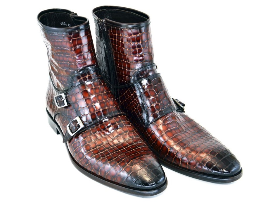 Corrente Crocodile Printed Calfskin Slip-On Boot Brown | Boots