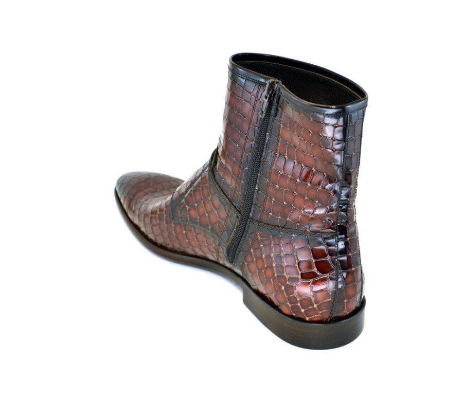 Corrente Crocodile Printed Calfskin Slip-On Boot Brown | Boots