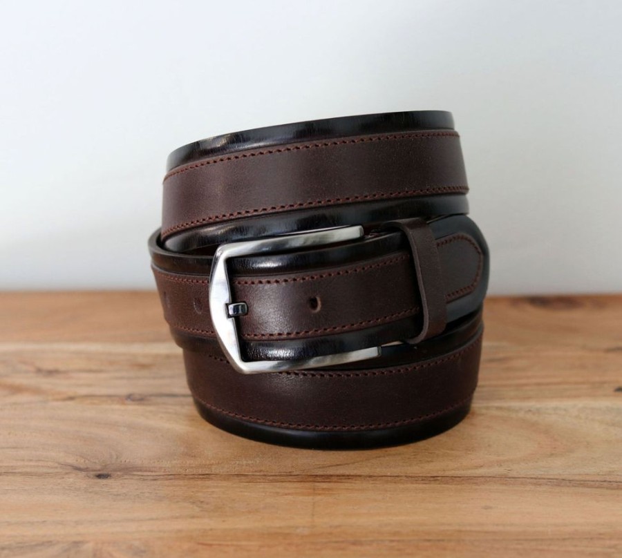 Maurice Stitched Leather Belt Brown | Belts