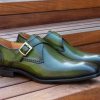 Maurice Burnished Leather Monkstrap Olive | Monkstraps