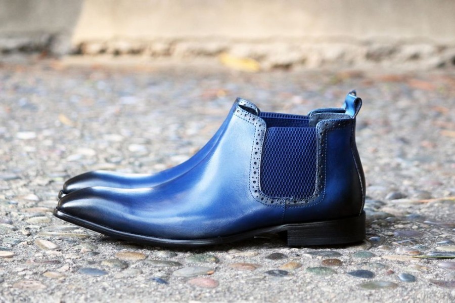 CARRUCCI Burnished Calfskin Slip-On Boot Navy | Boots