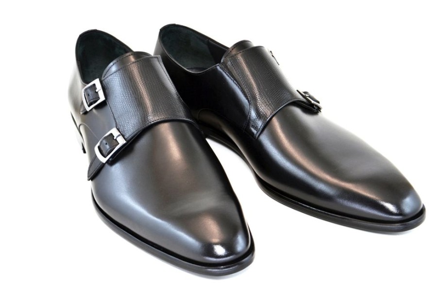 Corrente Corrente Calfskin Double Monkstrap Shoe Black | Monkstraps