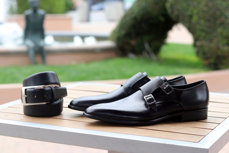 Corrente Corrente Calfskin Double Monkstrap Shoe Black | Monkstraps