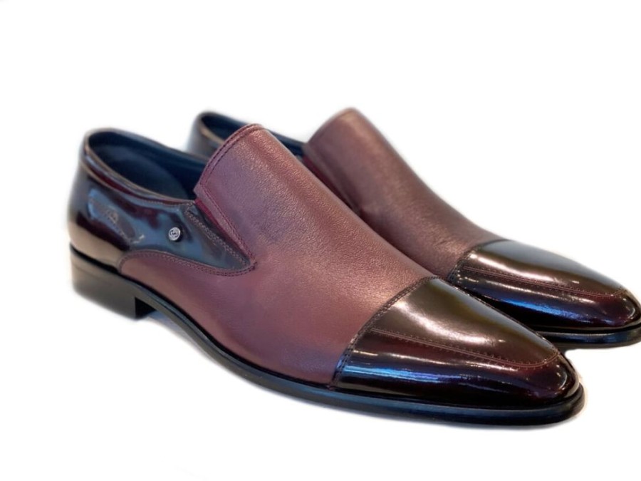 Corrente Corrente Calfskin & Deerskin Slip-On Shoe Burgundy | Loafers