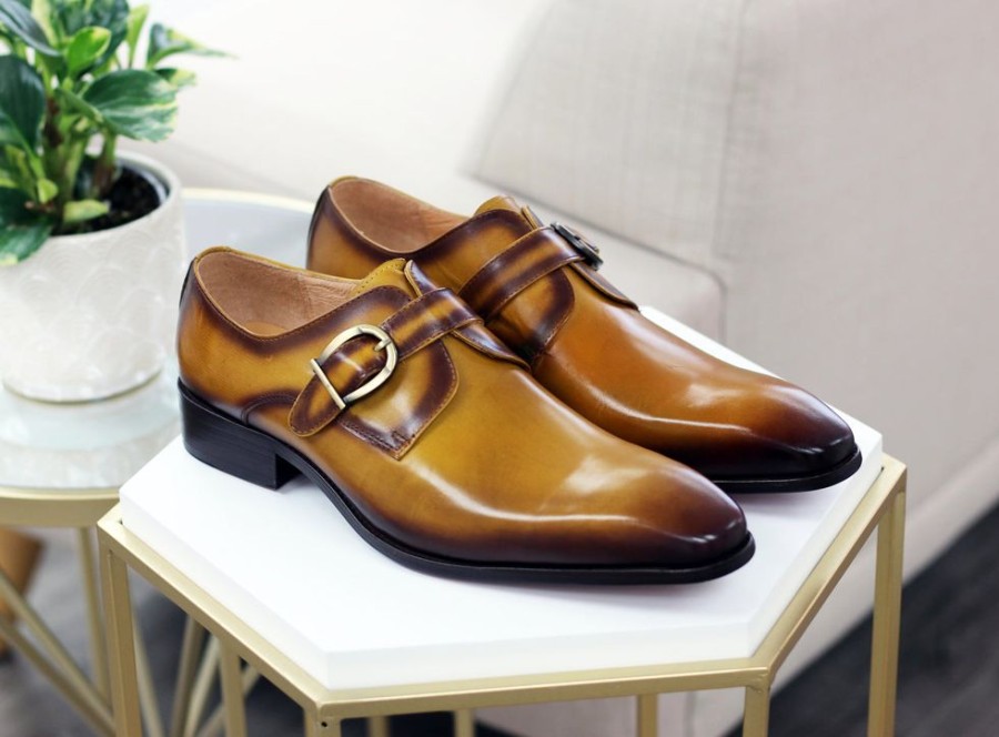 CARRUCCI Calfskin Monkstrap Tan | Monkstraps