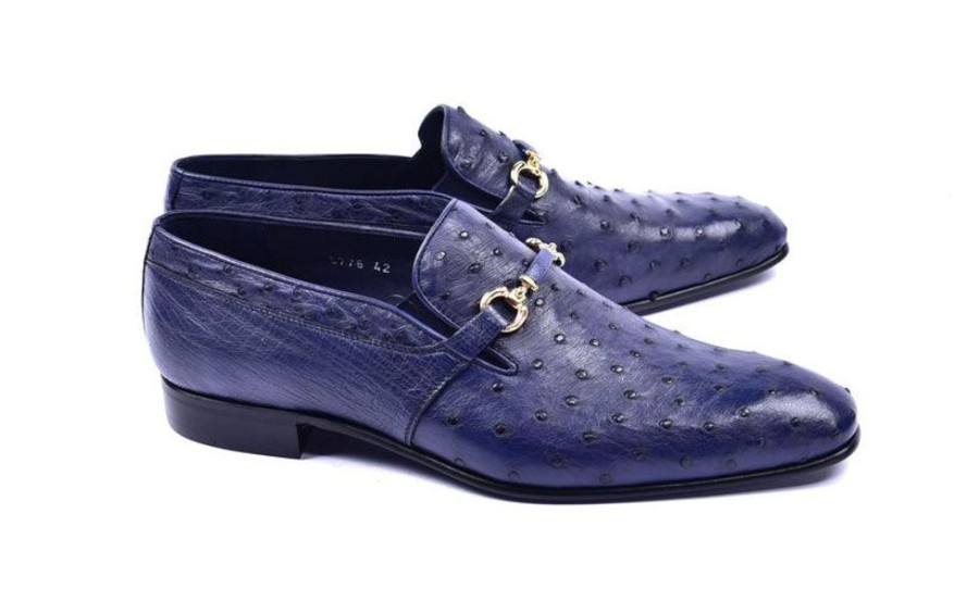 Corrente Corrente Genuine Ostrich Slip-On Shoe Navy | Exotics