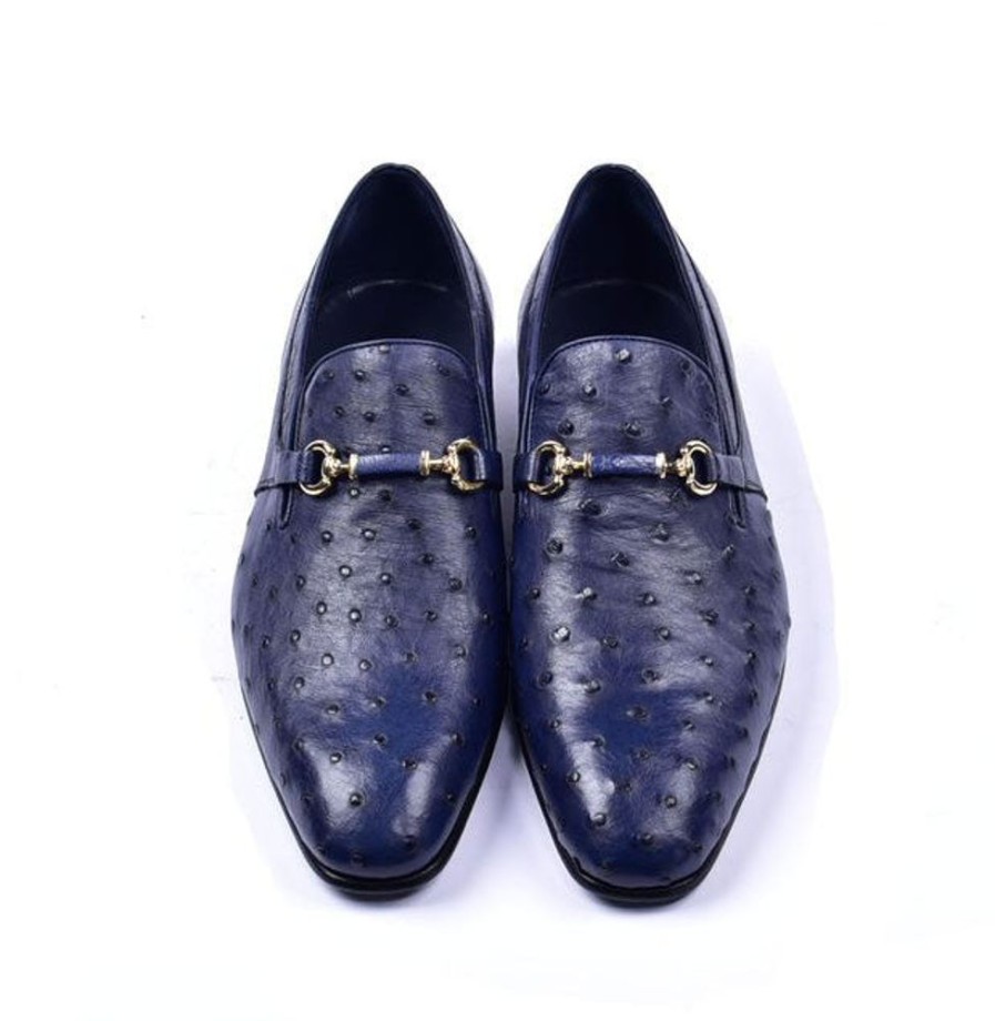 Corrente Corrente Genuine Ostrich Slip-On Shoe Navy | Exotics