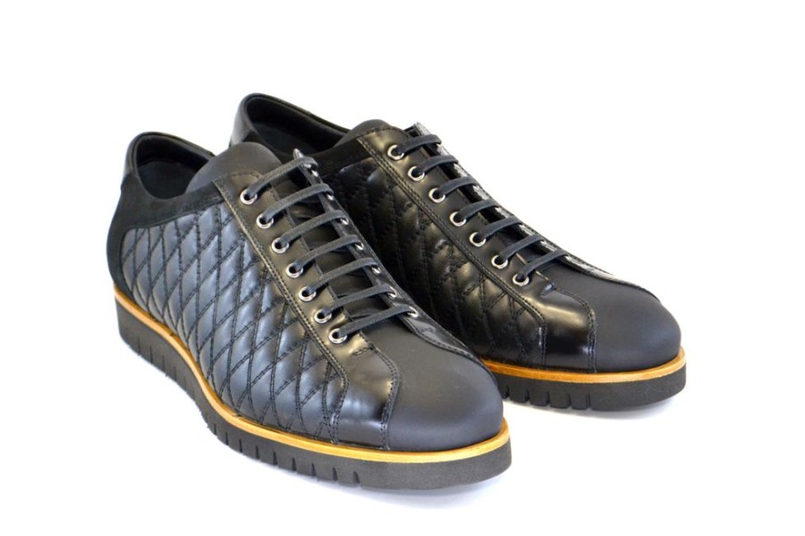 Corrente Corrente Quilted Calfskin Lace-Up Oxford Black | Lace-Ups