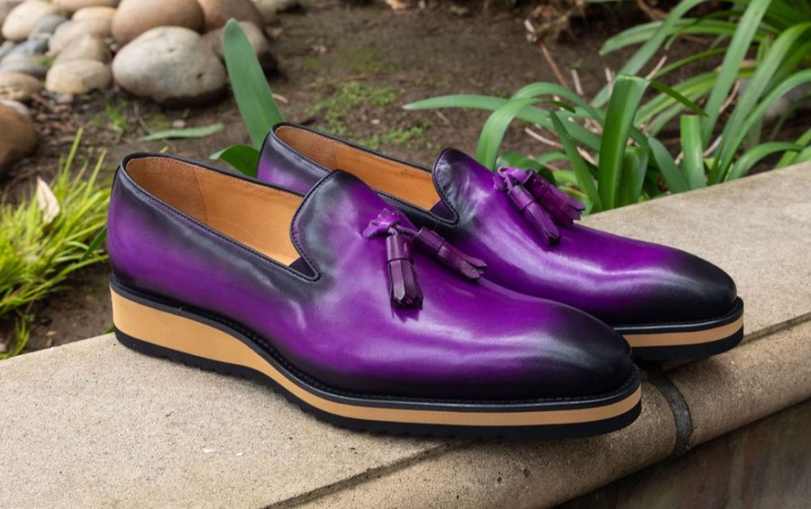 Carrucci by Maurice Calfskin Slip-On Tasseled Loafer Purple | Loafers