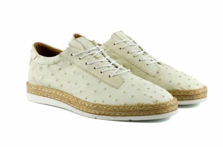 Pelle Pelle "Monaco" Ostrich Lace-Up Shoe Bone | Exotics