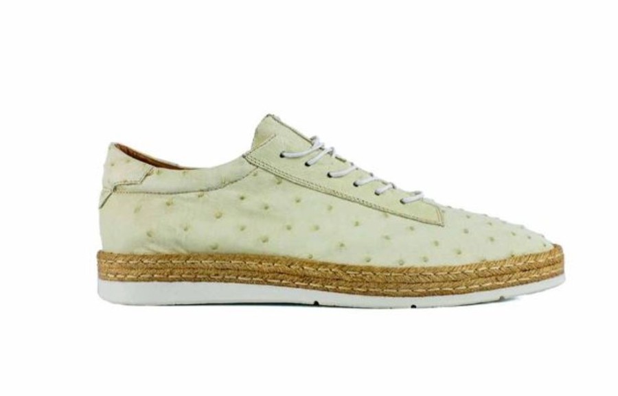 Pelle Pelle "Monaco" Ostrich Lace-Up Shoe Bone | Exotics