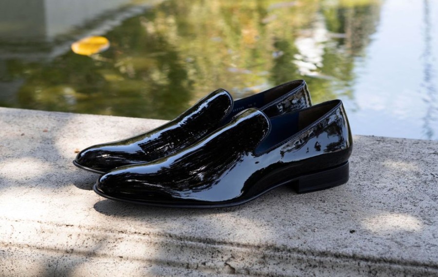 Jean Pierre Jean Pierre Shiny Calfskin Venetian Loafer Black | Formal