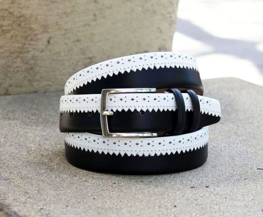 Maurice Maurice Two-Tone Leather Belt 3-Dark-Navy/White | Belts