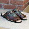 Maurice Maurice Embossed Calfskin Slip-On Sandal Brown/Olive | Sandals