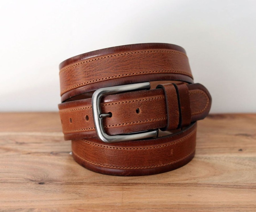 Maurice Stitched Leather Belt Camel | Belts