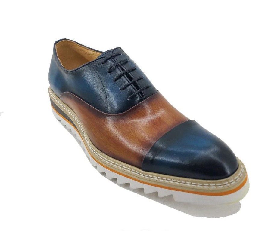 Carrucci Style: 552-03T-Navy/Cognac | Lace-Ups