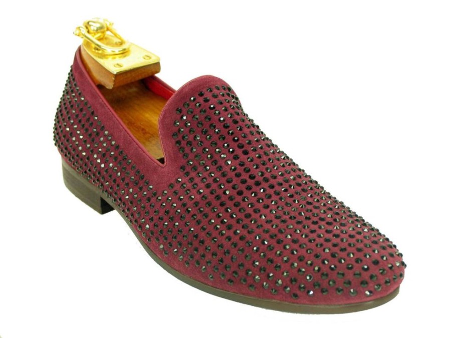 CARRUCCI Studded Suede Slip-On Loafer Burgundy | Suede