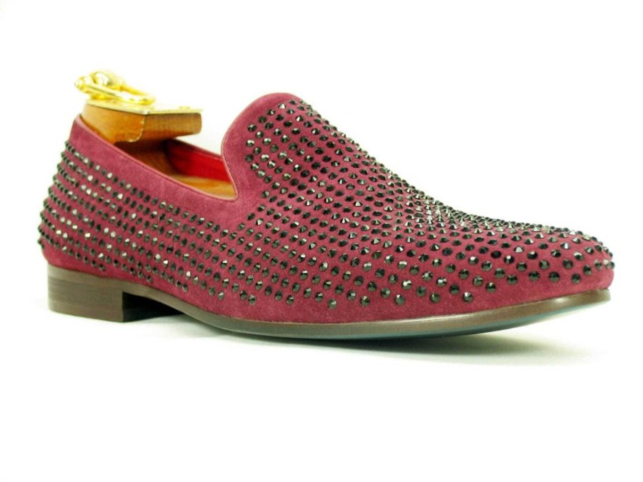 CARRUCCI Studded Suede Slip-On Loafer Burgundy | Suede