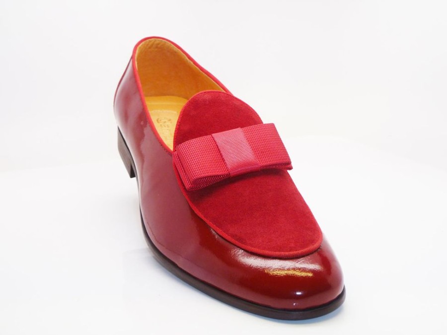 CARRUCCI Patent Leather & Suede Slip-On Loafer Red | Suede