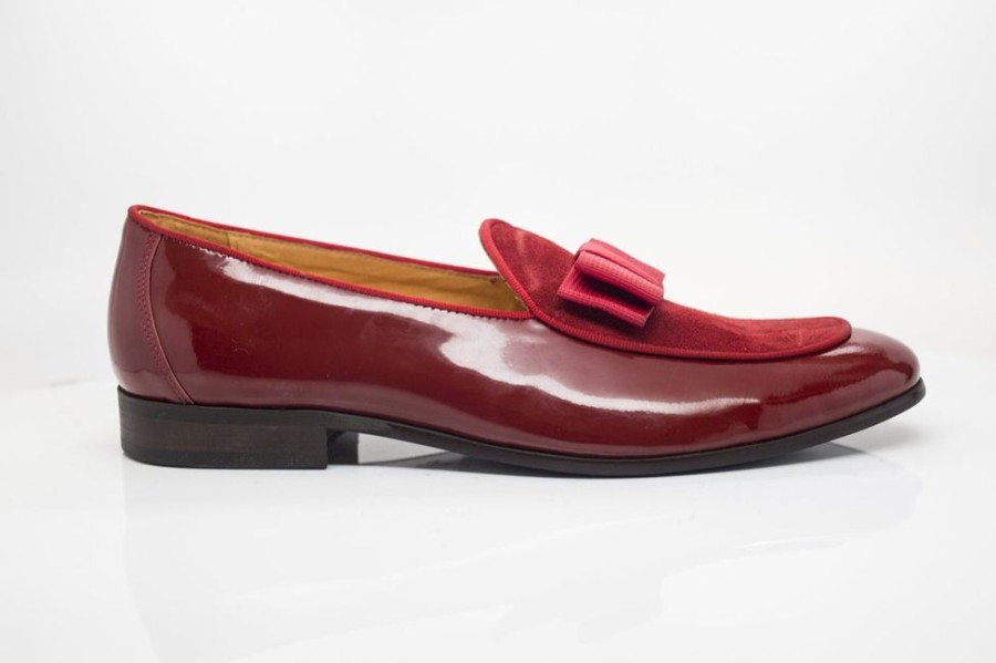 CARRUCCI Patent Leather & Suede Slip-On Loafer Red | Suede