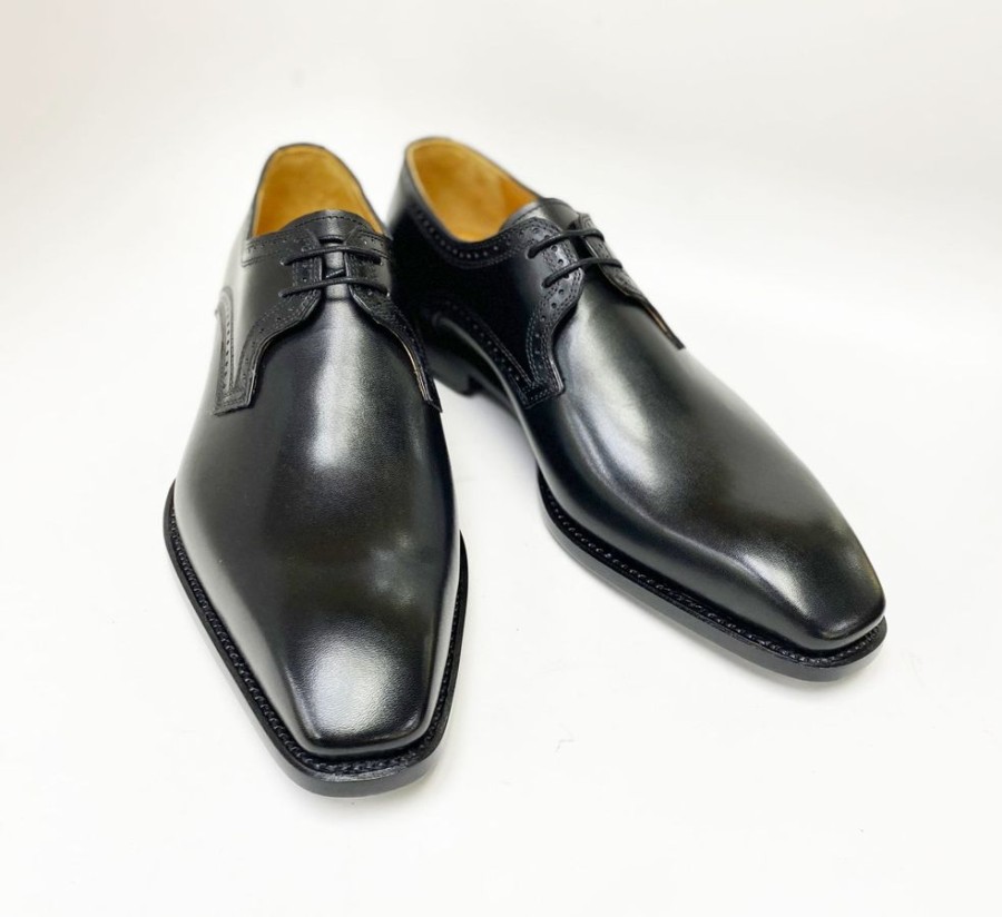 Ugo Vasare Scott Burnished Calfskin Lace-Up Blucher Oxford Black | Lace-Ups