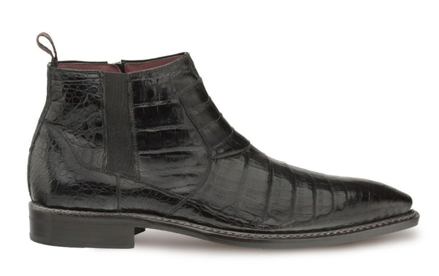 Mezlan Blackmore Crocodile Slip-On Boot Black | Boots